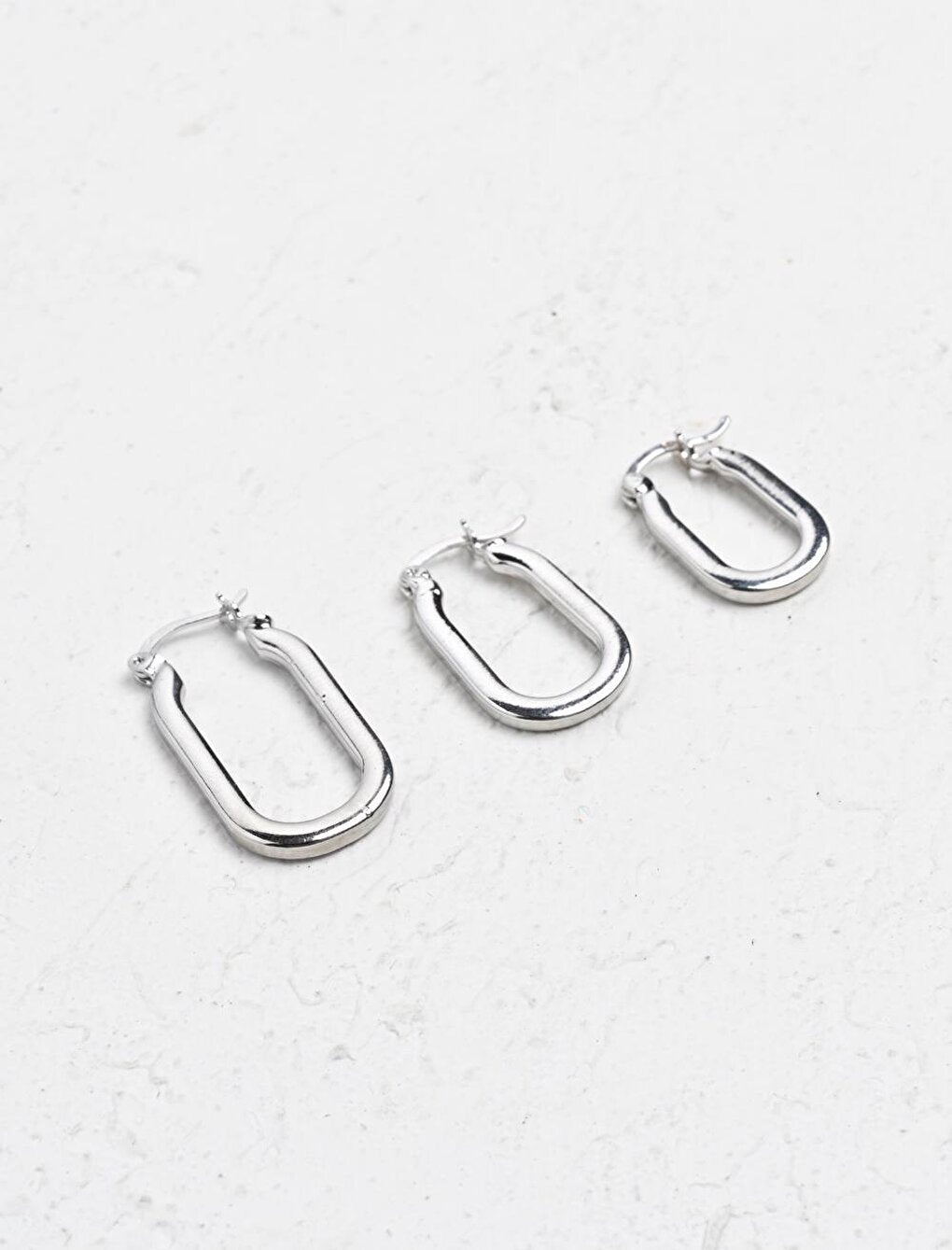 Silver Stylish Rectangular Earring Set