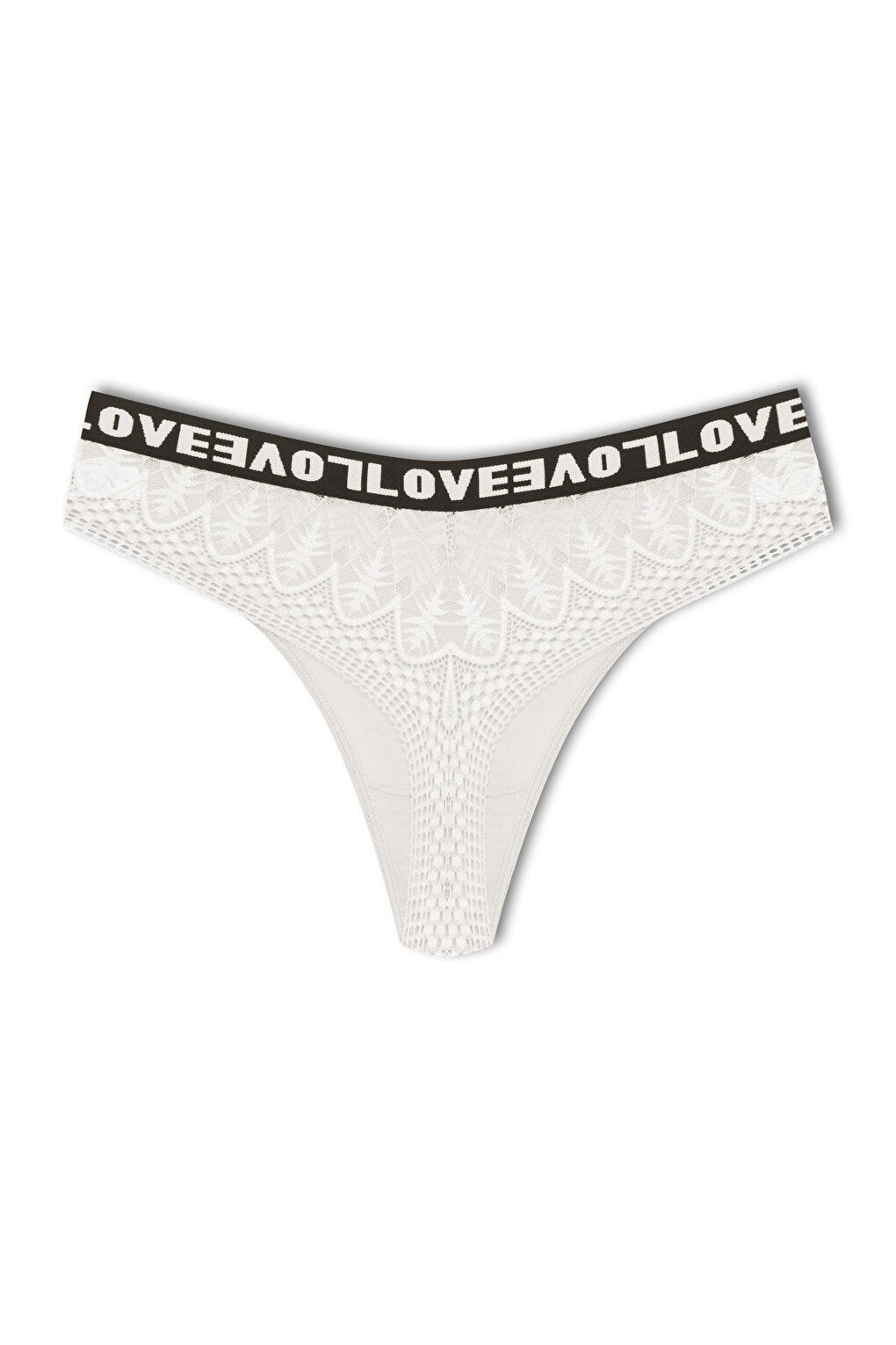 Cotton Lace Back LOVE Rubber Thong Women's Panties