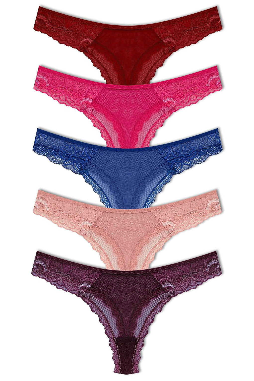 Tulle Lace Thong Women's Panties 5-Piece