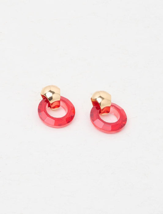 Red Hoop Figured Earrings