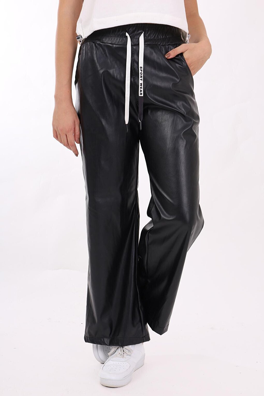 Girl Child Elastic Waist Leather Trousers 9-14 Years Lx162