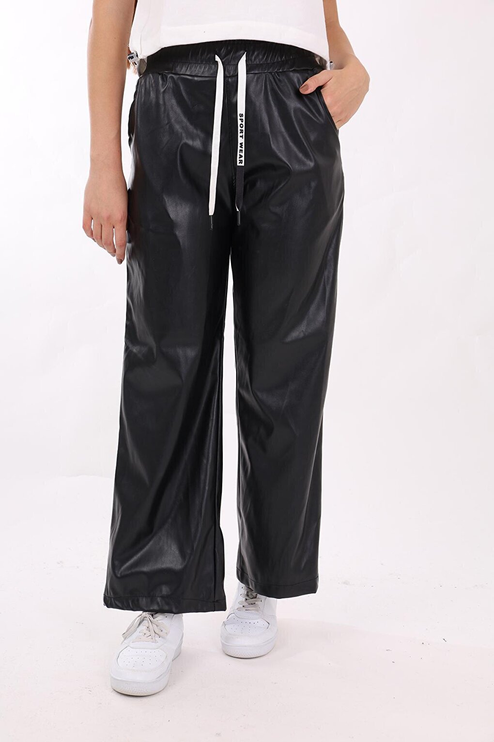 Girl Child Elastic Waist Leather Trousers 9-14 Years Lx162