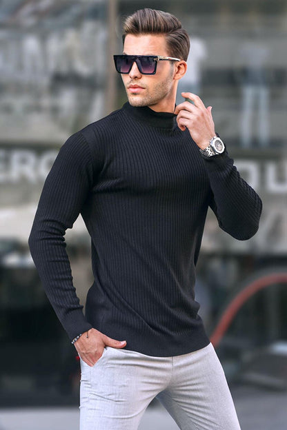 Black Turtleneck Men's Knitwear Sweater 6822