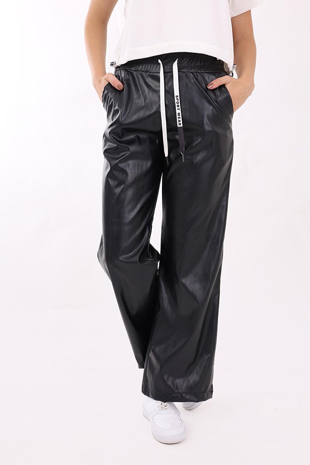 Girl Child Elastic Waist Leather Trousers 9-14 Years Lx162