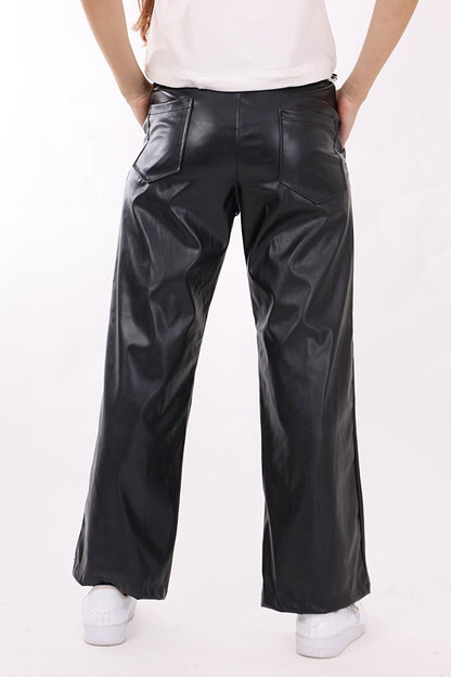 Girl Child Elastic Waist Leather Trousers 9-14 Years Lx162