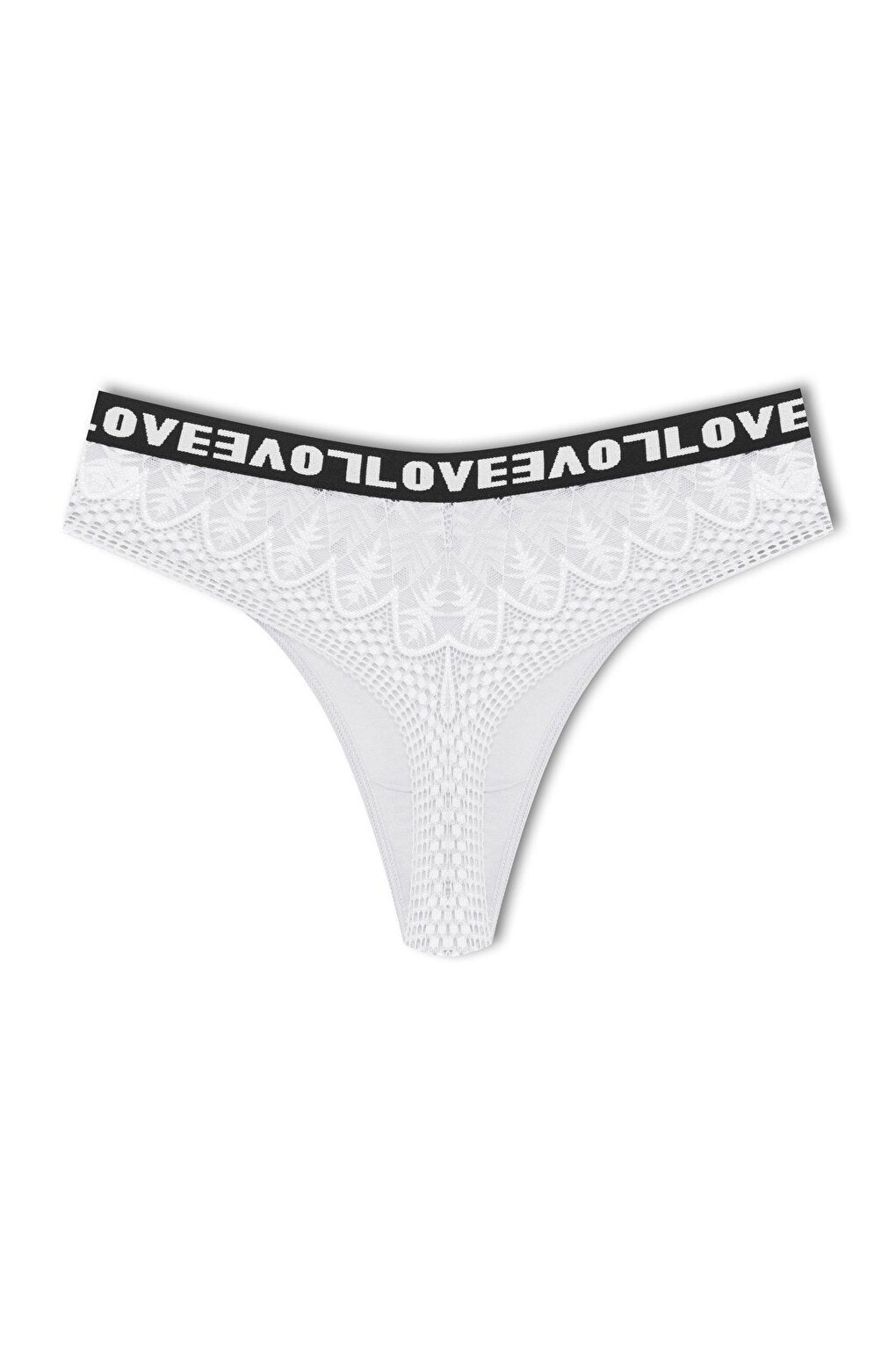 Cotton Lace Back LOVE Rubber Thong Women's Panties