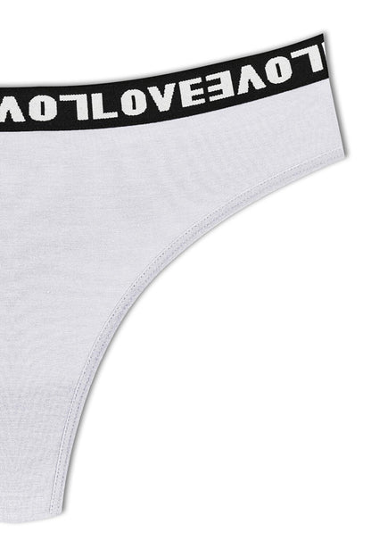 Cotton Lace Back LOVE Rubber Thong Women's Panties