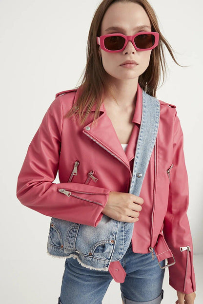 Women's Pink Leather Jacket