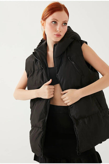 Women's Black Oversize Puffer Vest