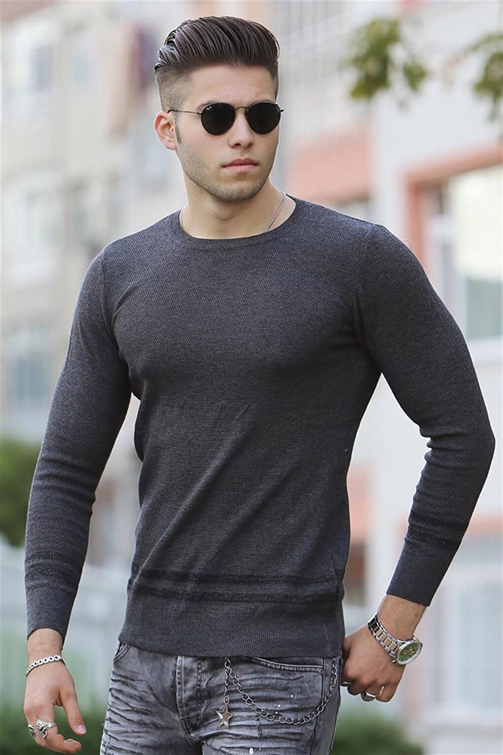 Anthracite Crew Neck Knitwear 4358