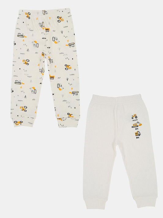 Printed Baby Boy Tracksuit Bottom with Elastic Waist, 2-pack