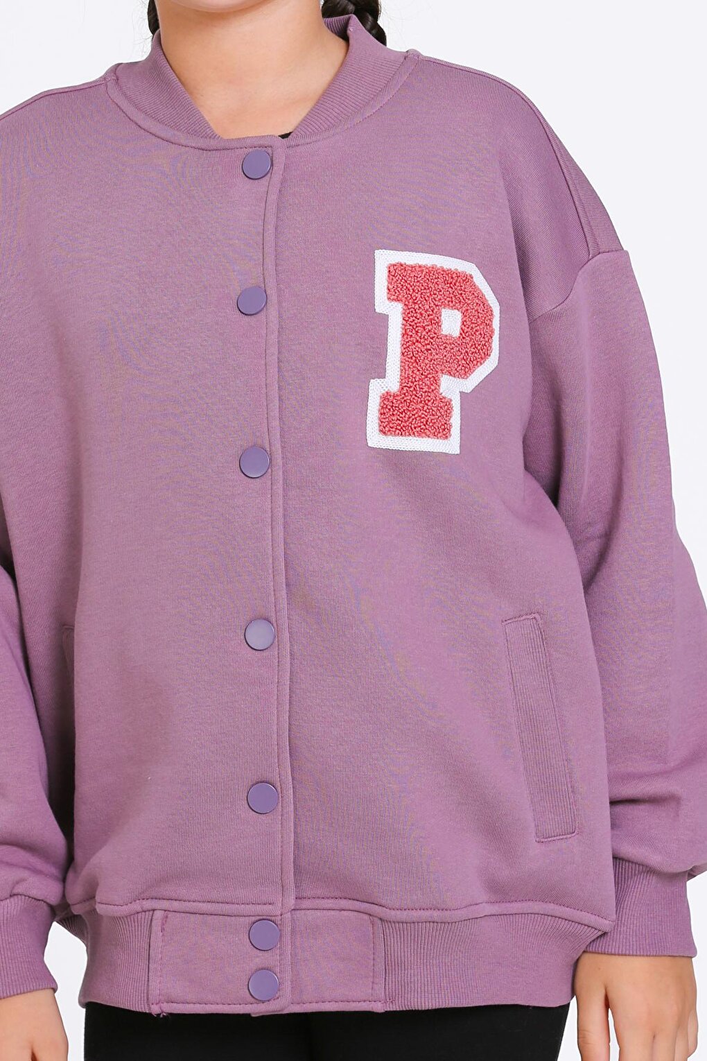 Girl's Plum Vernichten Embroidered College Jacket