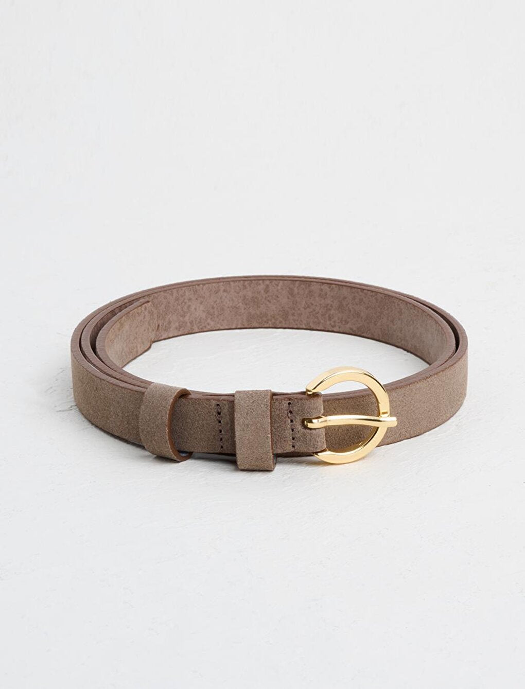 Mink Shiny Ring Buckle Thin Belt