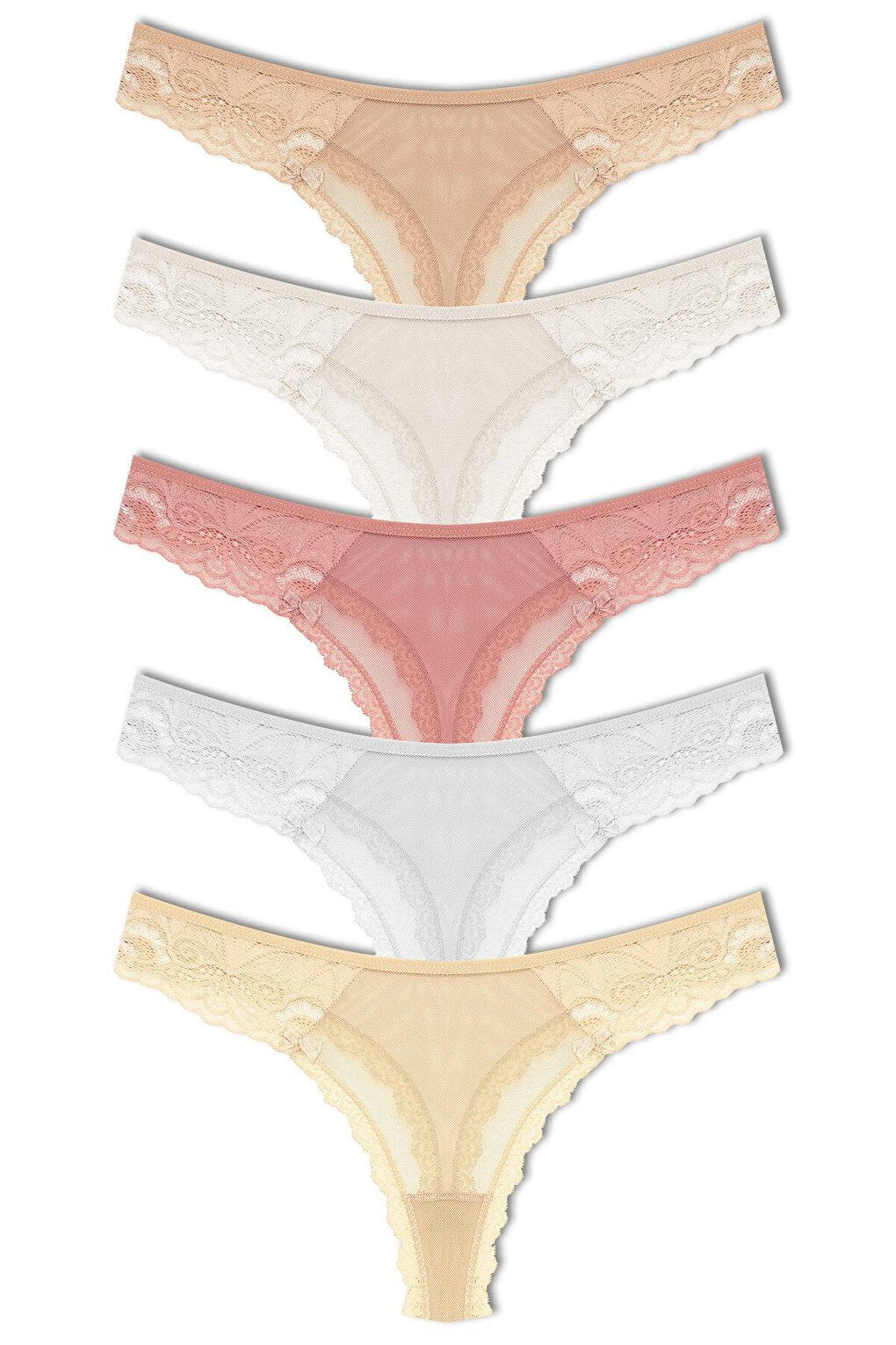 Tulle Lace Thong Women's Panties 5-Piece