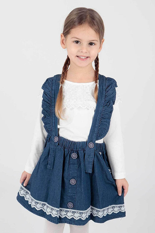 Girl's Lace Trendy Jean Slopet Dress Ak042728