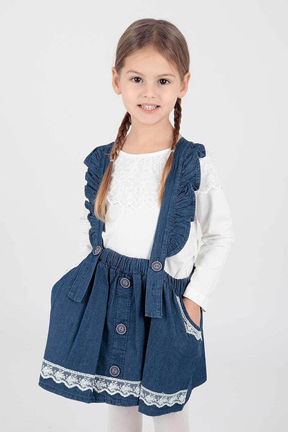 Girl's Lace Trendy Jean Slopet Dress Ak042728