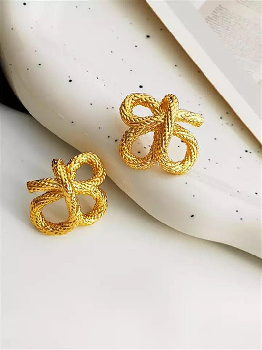 Gold Twisted Thick Knot Earrings