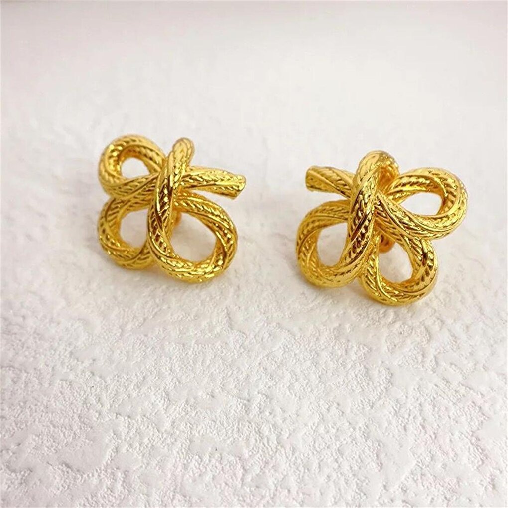 Gold Twisted Thick Knot Earrings