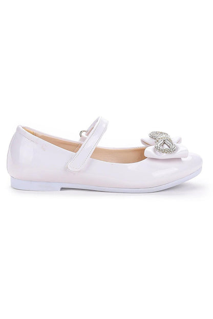 Bow Tie Stone Velcro Girls Ballerina Shoes 254 Patent Leather