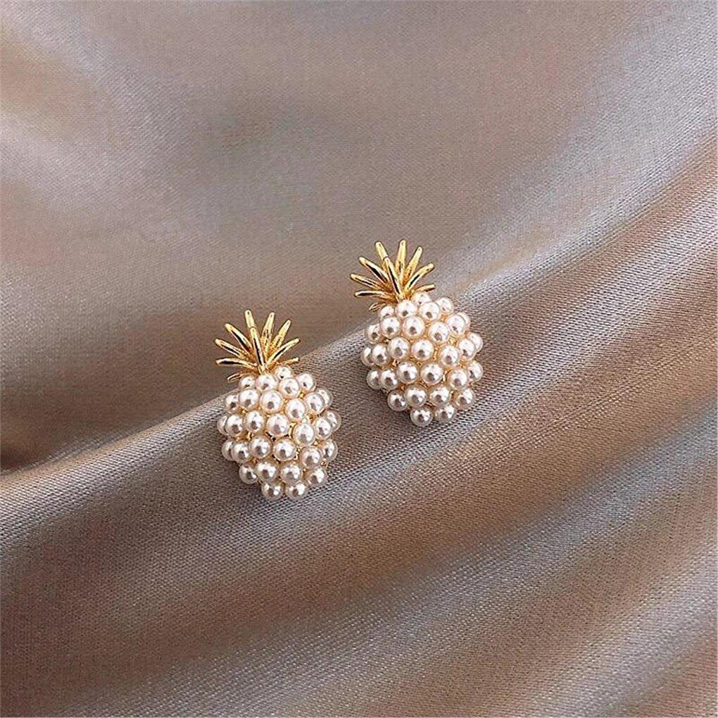 Pineapple Earrings with Pearls