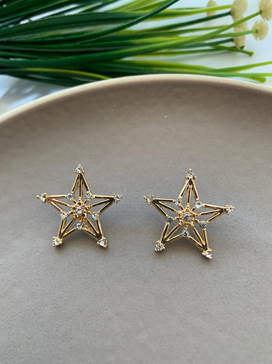 Stone Gold Star Earrings