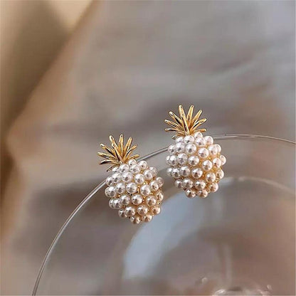 Pineapple Earrings with Pearls