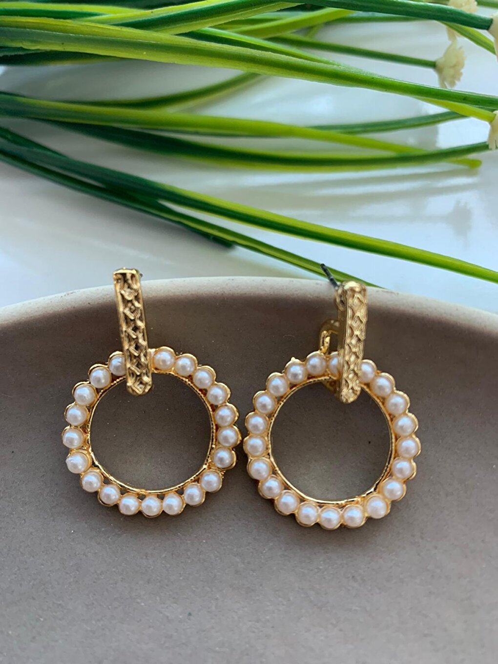 Pearl Circle Earrings