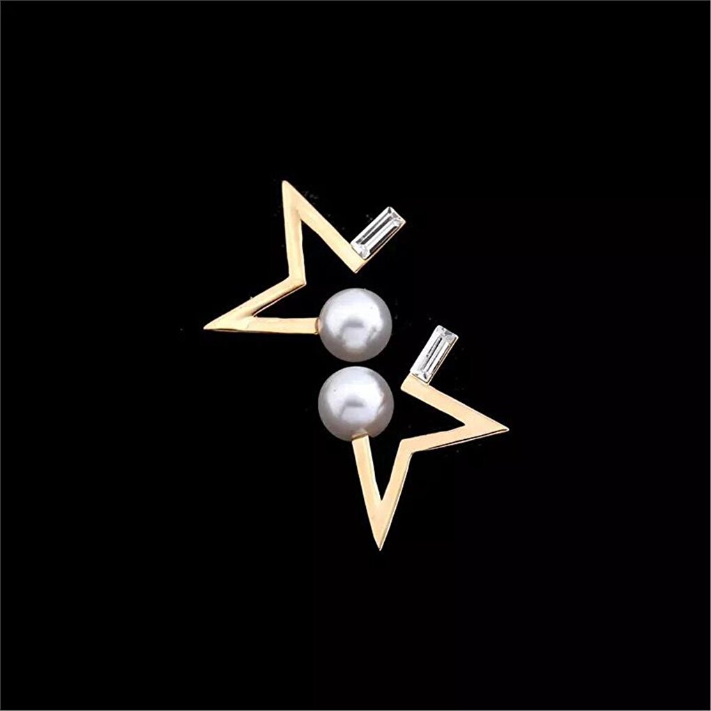 Half Star Earrings with Pearls and Crystals