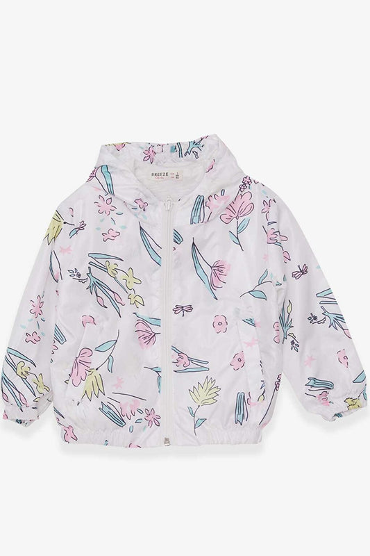 Girl's Raincoat Flower Patterned White (1-5 Years)