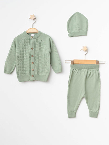 Self Patterned Baby Boy Hat Knitwear Set 4031