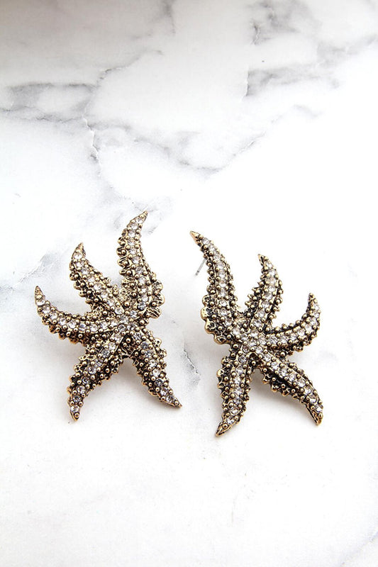 Stoned Bronze Large Starfish Earring