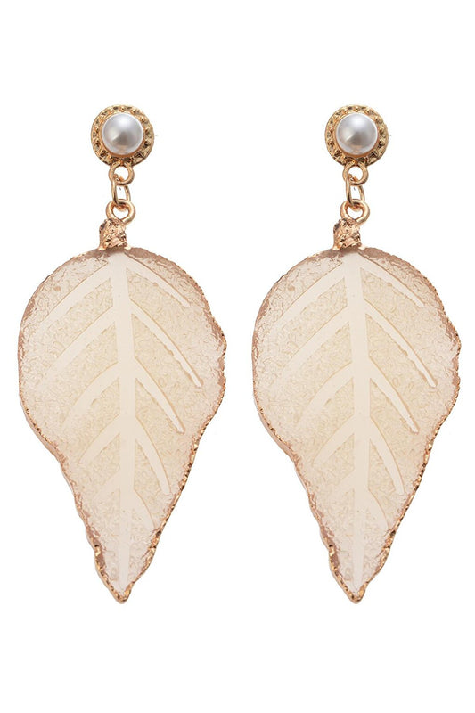 Cream Leaf Earrings