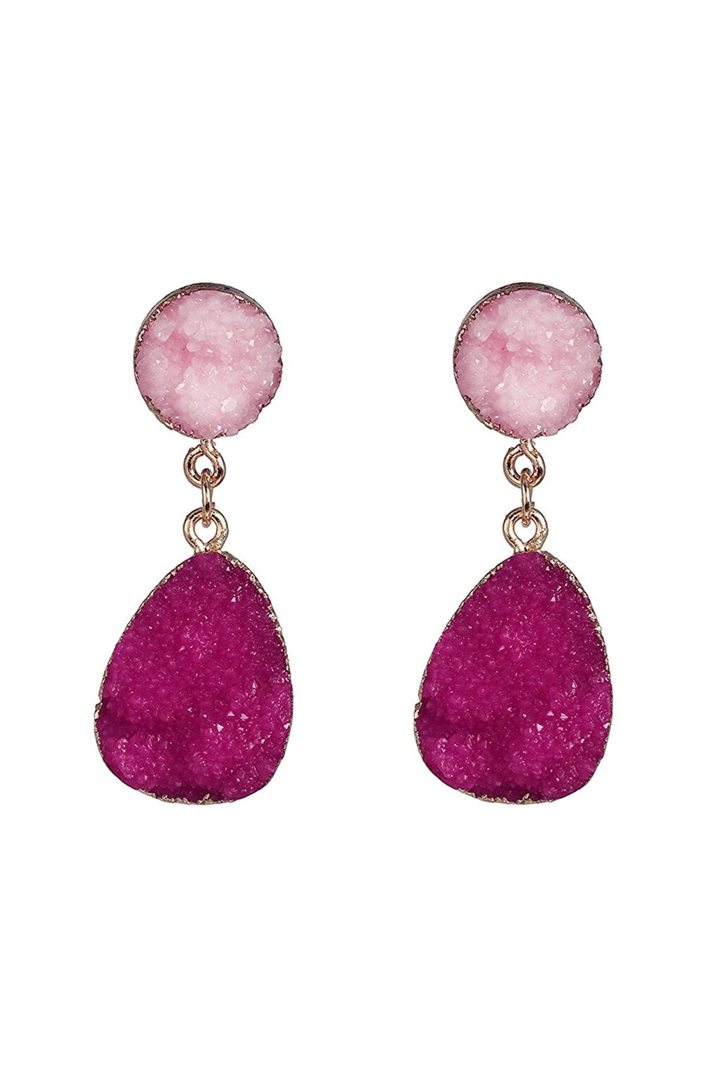 Plum Natural Stone Look Drop Earrings