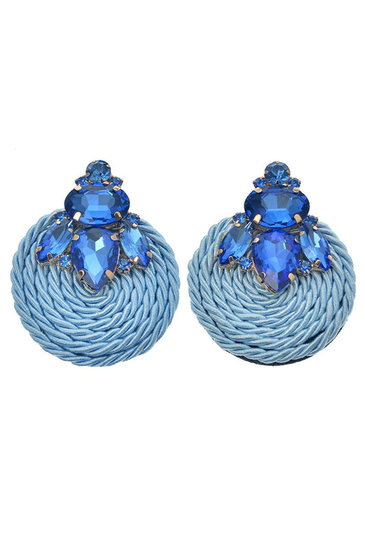 Blue Stone Design Rope Earring