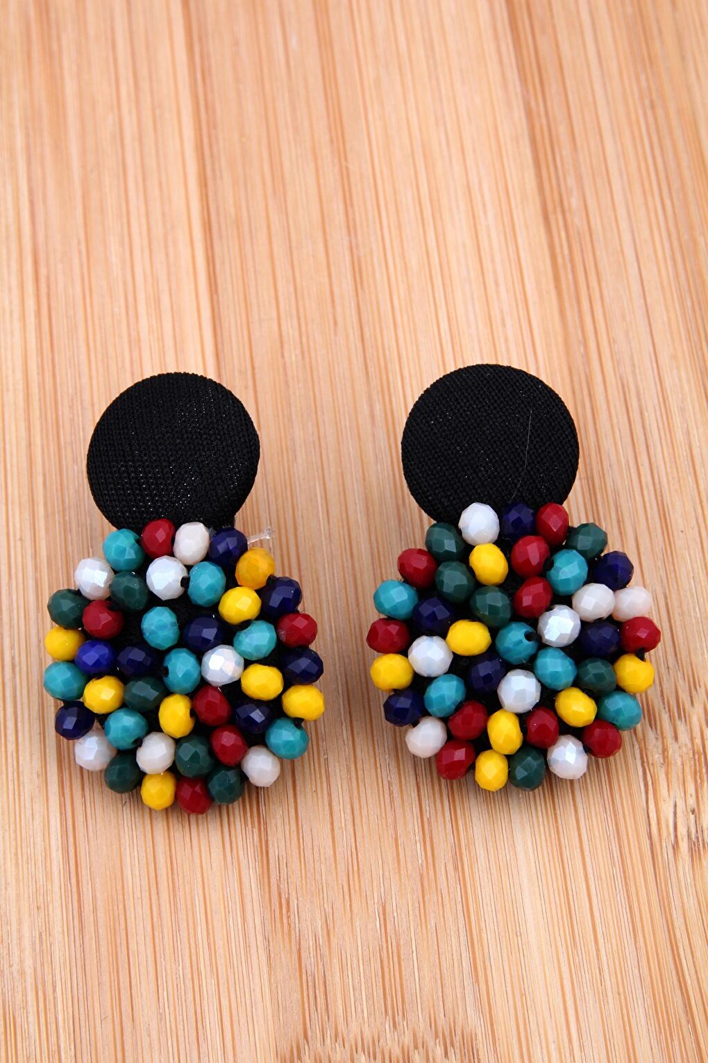 Colorful Crystal Design Button Earring