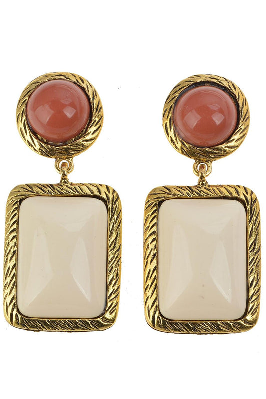 Beige Stone Earrings