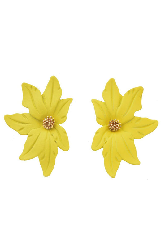 Yellow Half Flower Earrings