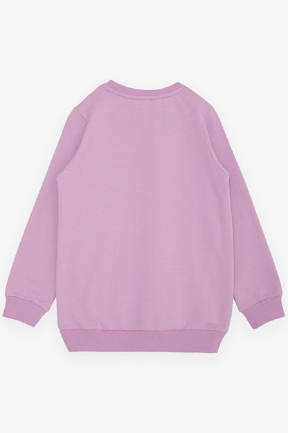 Girl's Sweatshirt Gilded Text Printed Lilac (6-12 Years)