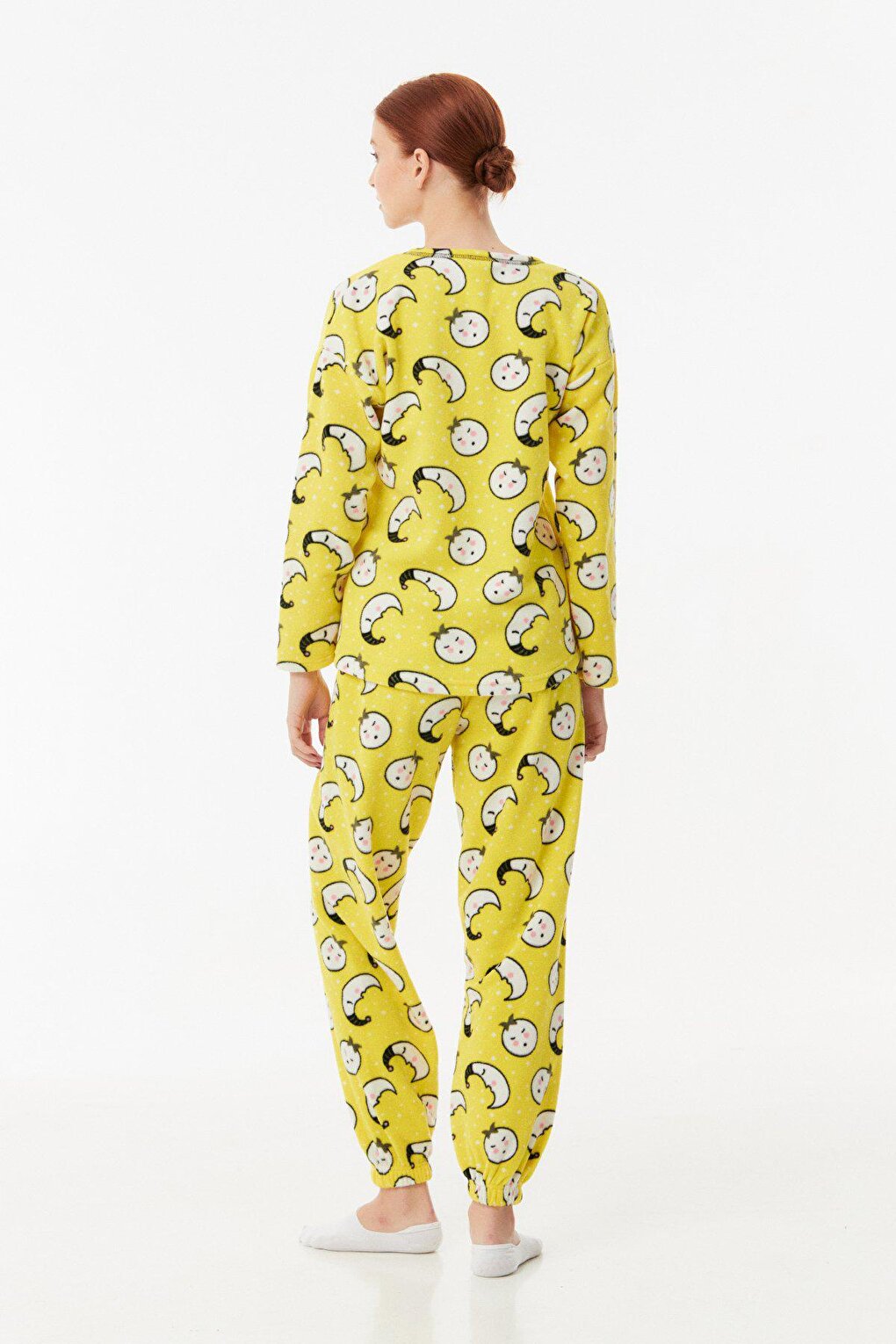 Printed Crew Neck Fleece Pajama Set