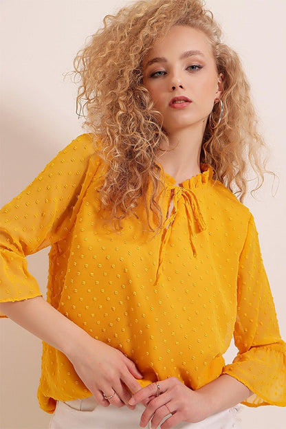 0415 Chiffon Blouse - Yellow