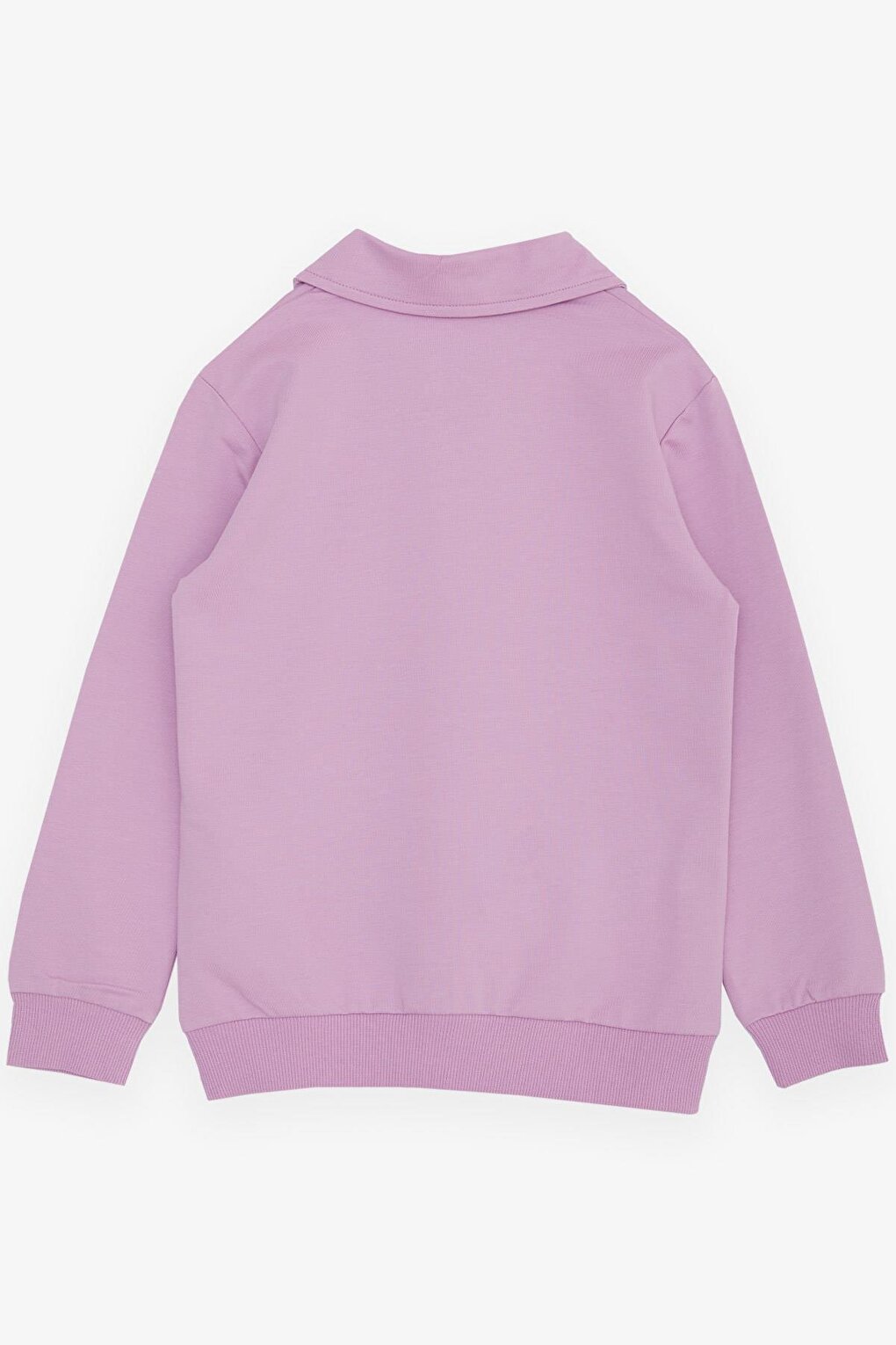 Girl's Sweatshirt Magic Text Printed Half Zipper Polo Neck Lilac (Ages 8-14)