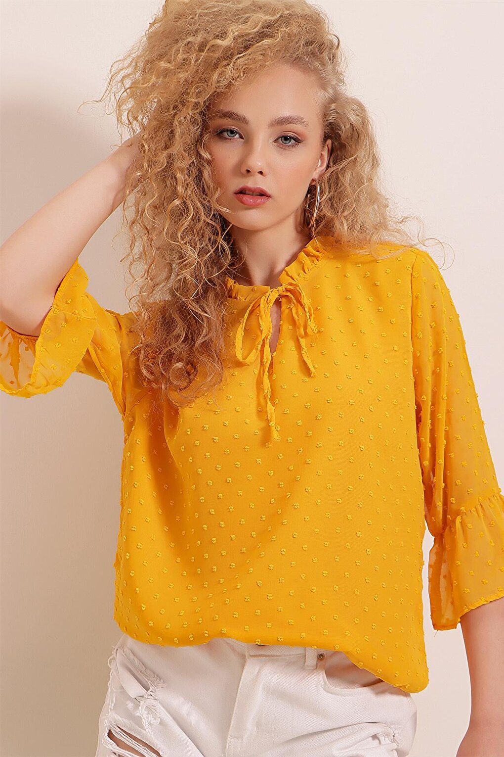 0415 Chiffon Blouse - Yellow