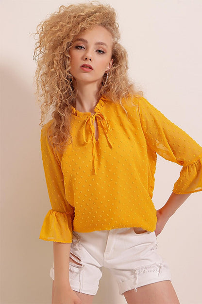 0415 Chiffon Blouse - Yellow