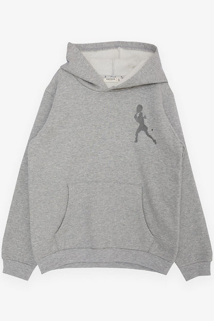 Girl's Sweatshirt Tennis Athlete Girl Embroidered Hoodie Gray Melange (4-8 Years)