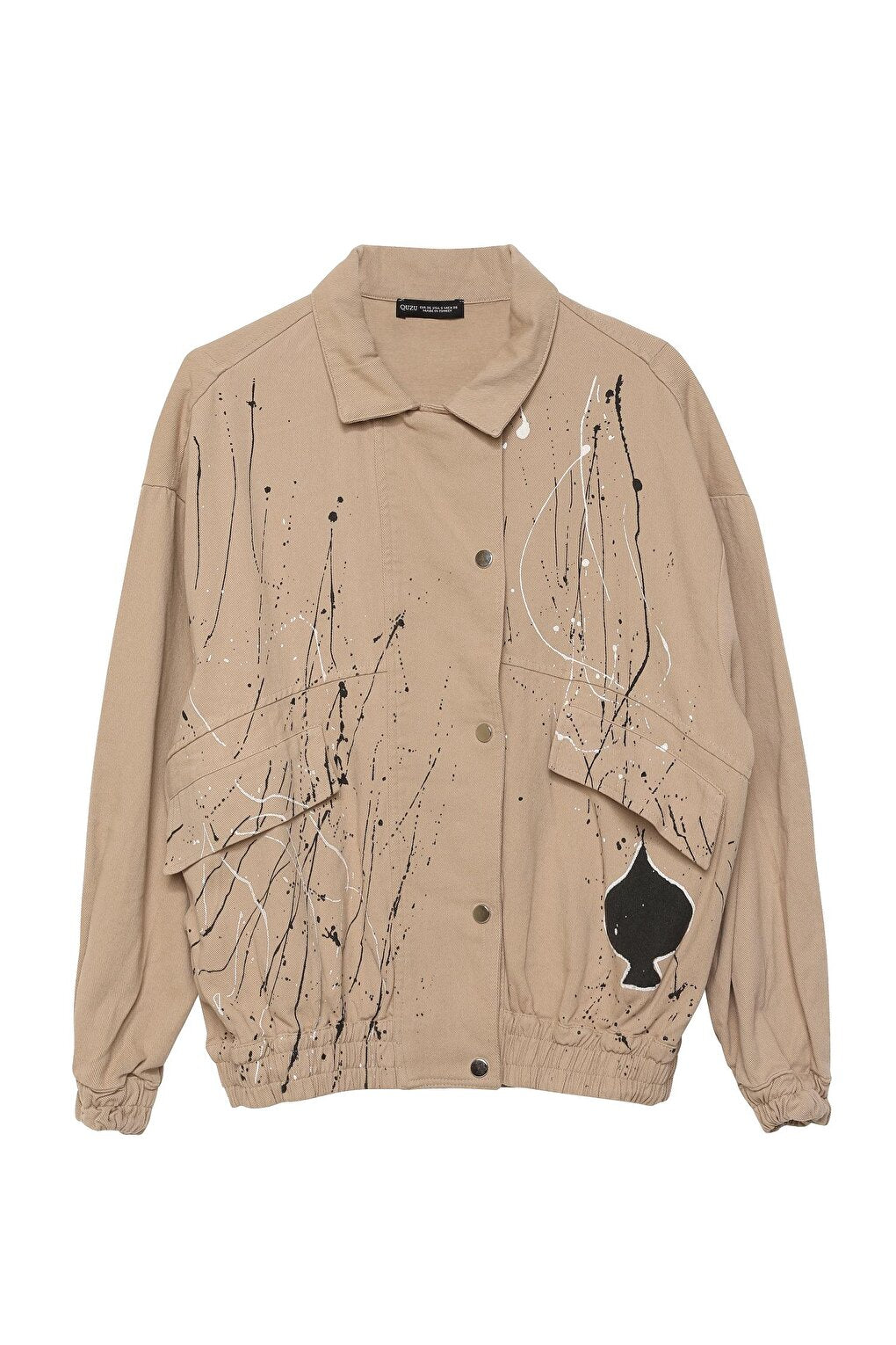 Oversize Jacket with Pockets Beige