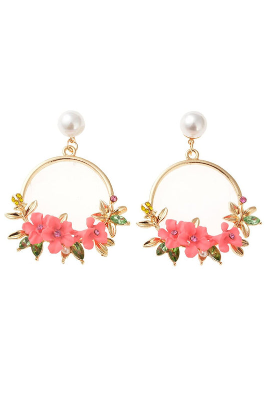 Pink Flower Earrings