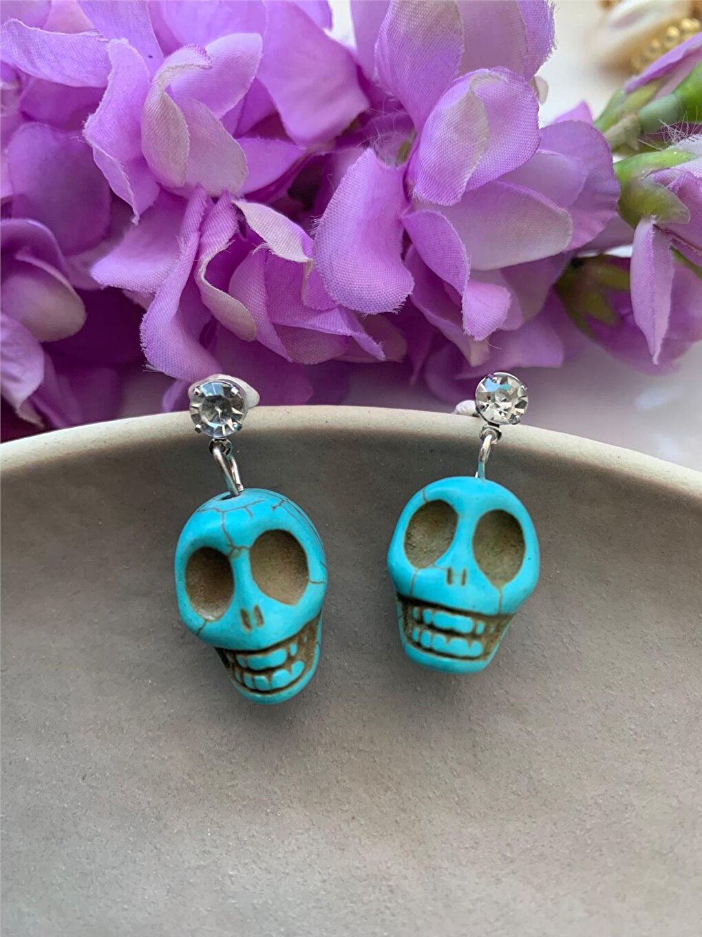 Turquoise Skull Earring