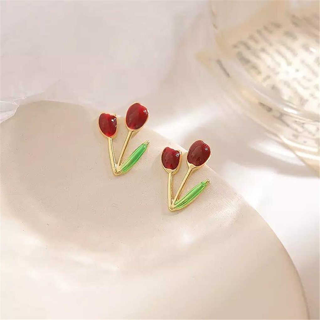 Red Tulip Earrings