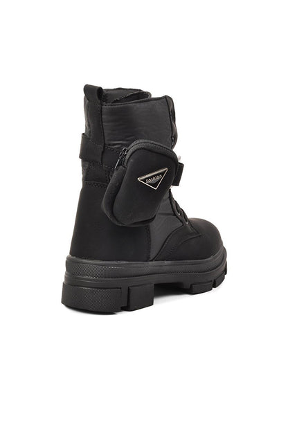 Elista-F Black Zippered Children's Boots with Fur Inside