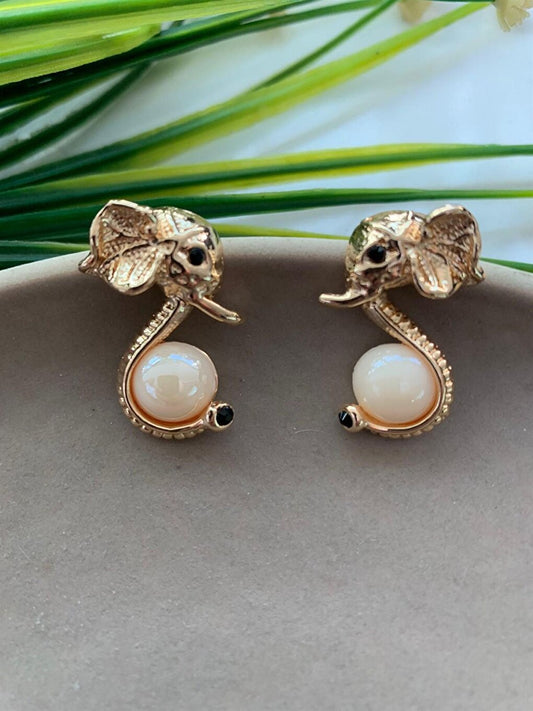 Pearl Elephant Earring